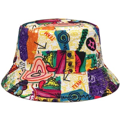 Dames Heren Sport Buiten Vissersmuts Panama Bucket Hoed Zonbescherming Hoeden Dierlijke Letterprint beige