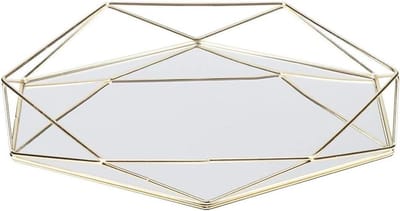 Opbergbakje Decoratief - Cosmetica Organizer - Sieraden Presenteren - Geometrisch Ontwerp - 27.5 x 18.5 x 4 cm - Goud