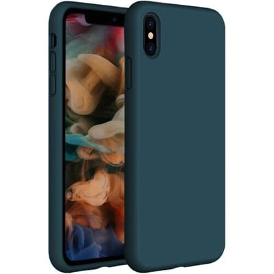 Coverzs Luxe Liquid Silicone case geschikt voor Apple iPhone X / Xs - beschermhoes - siliconen backcover - donkerblauw