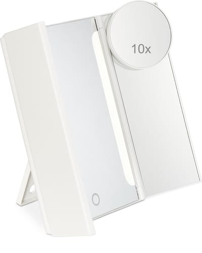 relaxdays make up spiegel met LED verlichting - met vergroting - scheerspiegel - 3-delig