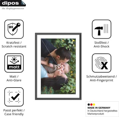 dipos – 2x Matte Pantserfolie geschikt voor ARZOPA 10.1 Zoll Digitaler Bilderrahmen | 9H Screenprotector