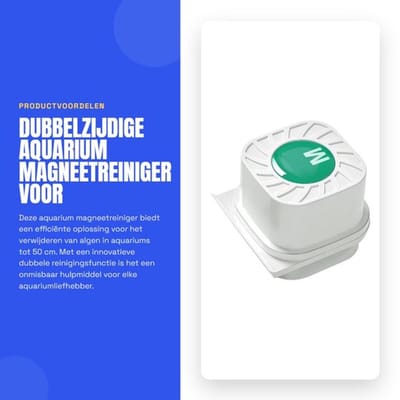 Magneetreiniger Dubbelzijdige Reiniging - Aquariumreiniger - Algenschraper - Nylon Borstel - Tot 50 cm Groot - Schone Binnen- en Buitenwand