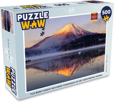 Puzzel Fuji berg vanuit het meer Yamanaka in het Aziatische Japan - Legpuzzel - Puzzel 500 stukjes