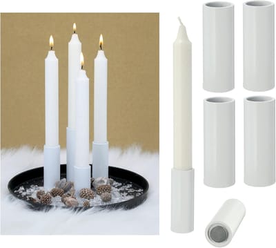 4x magnetische kaarsenhouders 2,8x5cm witte kaarsenhouder woonkamerdecoratie kaarsenhouder stokkaarsen magneet tafelkaarsen kersttafeldecoratie adventskrans kaarsenhouder