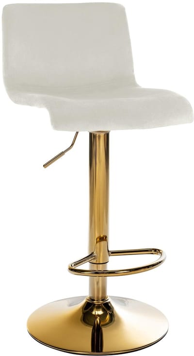 CLP Barkruk Hover - met rugleuning - verstelbaar - draaibar - metalen frame - fluweel - goud/creme