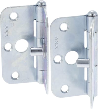 AXA Scharnieren SKG** 76x76 mm - Verzinkt - Ronde Hoek - Losse Pen - Met Dievenklauw - 2 Stuks