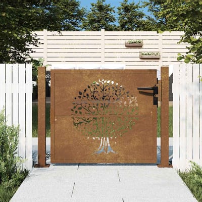 Portail de jardin 100x75 cm Acier Corten Design Arbre