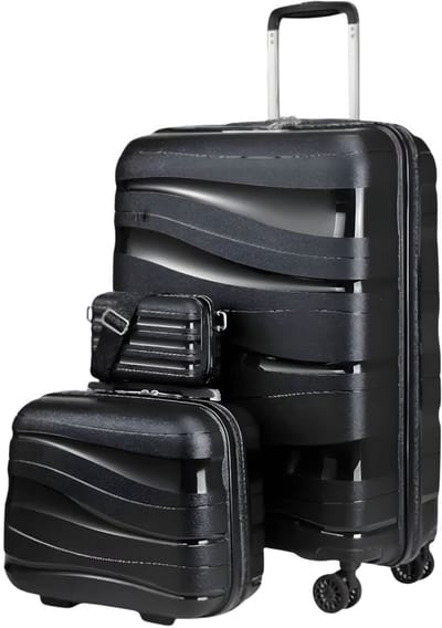Handbagageset – Voor reizen en weekendtrips – Hardside met spinnerwielen en TSA-slot – Zwart, PP-materiaal (bijv. koffer 55 cm, 40 cm, 35 cm)