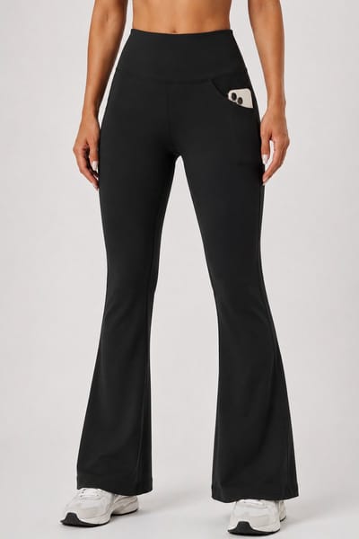 SparkNine Solara flare broek - S - zwart - hoge taille - uitlopend - voorzakken - stijlvol & comfortabel