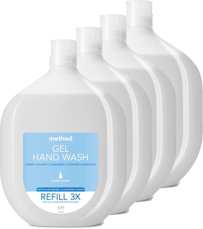 Method Sweet Water - Handzeep - Voordeelverpakking 4 x 1 L - Plantaardig & Biologisch afbreekbaar - gerecycleerde flacon