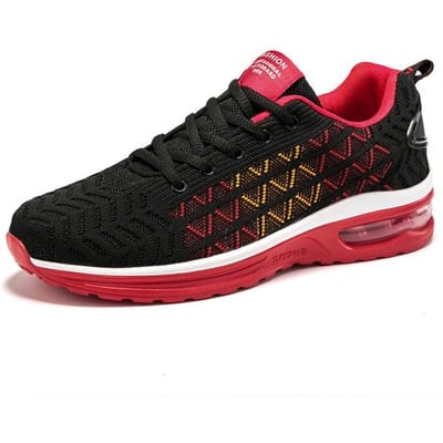 Chaussures de course décontractées à coussin d'air pour couple, modèles absorbant les chocs, semelles confortables, rétro, respirantes, tissées 45 black