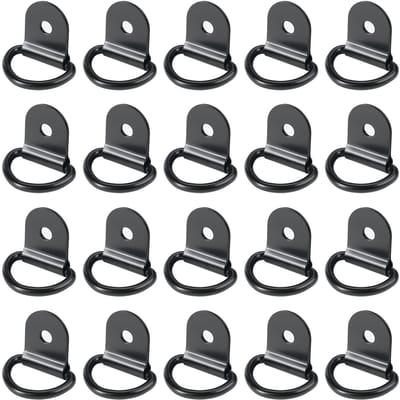 BRENZOOS- Sjorringen 20 stuks - Roestvrij Staal D-bevestigingsring - Vrachtwagen/Boot Touw - Hoog Draagvermogen 100 kg - Zwart - Duurzaam en Corrosiebestendig