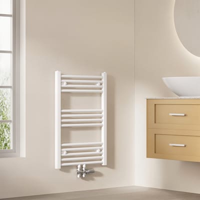 EMKE Handdoekradiator - 75x50 cm - 291 W - Glans Wit - CV Badkamer Radiator - Midden/ Zij- Aansluiting