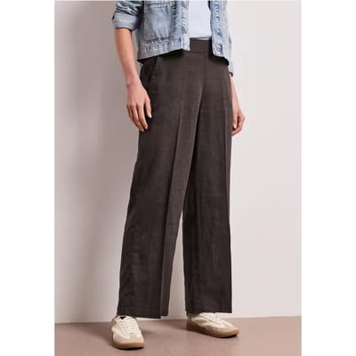 Street one - Dames broek - Maat 44 - Vrouwen - Bruin - Vlas of linnen