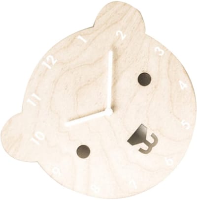Cosensi - Muurklok - Cartoon Beer Vorm - Decoratief - Hout - Stille Klok - Voor Kinderen - 20 x 18 cm