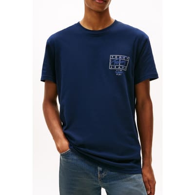 Tommy Hilfiger Regular Sign Spray T-shirt Dark Night Navy Taglia: S | T-shirt stampate Outlet | Uomo | Nero