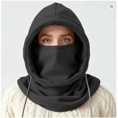 capuchon sjaal grijs, Capuchonmasker - Winter - Koud en winddicht masker - Hoofdband en nekband geïntegreerd-Met trekkoord - Masker, muts, sjaal - Geschikt voor motorrijden, fietsen, bergbeklimmen, wandelen - Capuchonomtrek 56-58