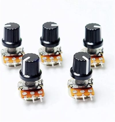 Draaipotentiometer - Variabele weerstand - Volumeregeling - Lineaire kegel - 100K Ohm - Zilverkleurig