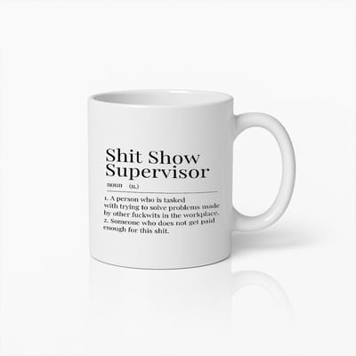 Grappige Mok "Shit Show Supervisor" Definitie – Leuk Kantoor Cadeau voor Probleemoplossers