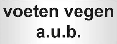Aluminium deurbordje bedrukt met tekst voeten vegen a.u.b. - 130 mm x 50 mm x 0,5 mm - Deur tekstbordje voeten vegen a.u.b. - Promessa-Design.