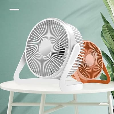 USB-bureauventilator Mini-desktopventilator Tafelkoelventilator Draagbaar Draaibaar Ontwerp 5 Bladen en Stille Motor voor Thuiskantoor Auto Binnen Buiten (WIT)