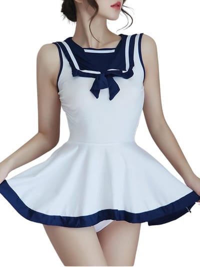 Dailygoods- Matrozen Kostuum - Sexy Lingerie - Rollenspel Outfit - Mini-Lengte Jurk - Zachte/Ademende Stof - Perfect voor Themafeesten - Sailor Outfit