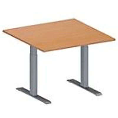 Schäfer Shop  Genius Aanbouwtafel MODENA FLEX, in hoogte verstelbaar, vierkant, T-poot rechthoekige buis, B 1000 x D 1000 mm, beukenpatroon