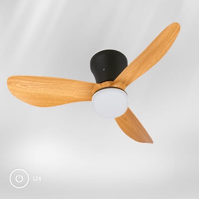 BRILONER Lufito - Plafondventilator met verlichting - LED plafondlamp met ventilator - zomer- en wintermodus - ventilatorlamp dimbaar - CCT - Ø78cm - zwart/hout