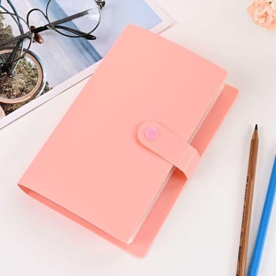 Album de billets de banque pour collection de 100 billets, 50 feuilles intérieures blanches, couverture en PU, album de collection de billets de banque compact et portable rose