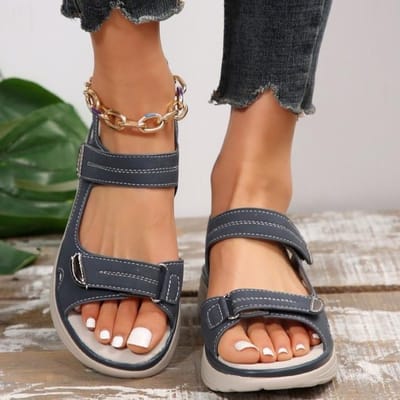 Damessandalen Ronde Neus Dikke Zool Open Teen Klittenband Sandalen Outdoor Casual Dames Strandsandalen 36