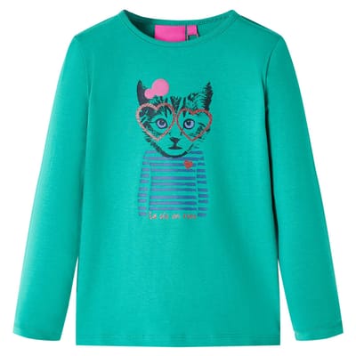 vidaXL - Kindershirt - met - lange - mouwen - 104 - felgroen