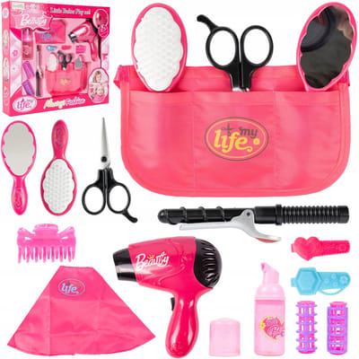 Playos® - Kappersset - Roze - Inclusief Accessoires - Föhn, Krultang, Knipschaar, Borstel en meer - Rollenspel - Speelgoed - Sinterklaas - Kerst