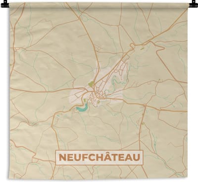 Wandkleed - Wanddoek - Neufchâteau - Vintage - Plattegrond - Stadskaart - Kaart - 180x180 cm - Wandtapijt
