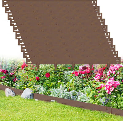 Froadp 15 m gegalvaniseerde gazonrand van metaal, 16 cm hoge borderrand, flexibele border- en maairand, roestbestendige, weerbestendige tuinpalisade voor gazonafscheiding, binnenplaats en paden, eenvoudige montage (roestkleur)