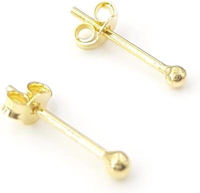 Double oorknopjes bolletje 2 mm - zilver verguld