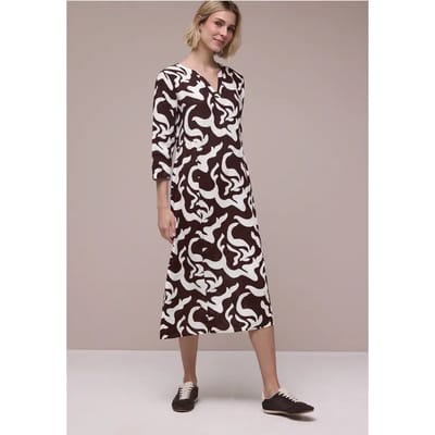 Linnen midi-jurk met print
