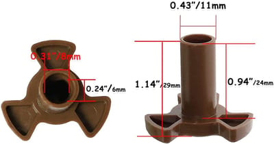 Dailygoods- Draaitafel Koppeling - 2 Stuks - D-vormig Montagegat - Kunststof - Ondersteuning - Hoogwaardige Kwaliteit - Schacht Lengte 0,94"/24mm - Magnetrononderdeel