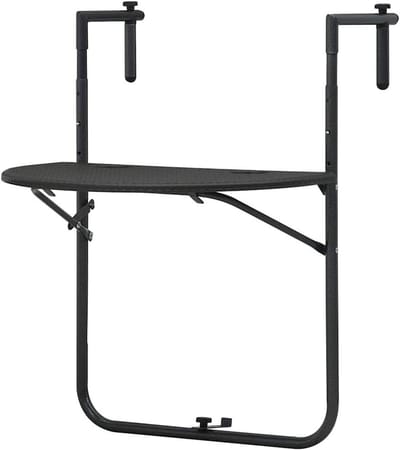 Balkon Hangtafel - Balkontafel Inklapbaar - Dranken Plaatsen - In Hoogte Verstelbaar - 60 x 64 x 83.5 cm - Bruin