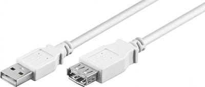 USB naar USB verlengkabel - USB2.0 - tot 2A / wit - 0,60 meter