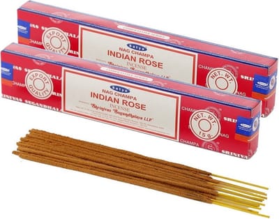 Satya Nag Champa wierrook stokjes Rozen bloemen geur - 30x - Lichaam in balans - Meditatie - staafjes van 21 cm
