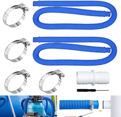 Hose voor Zwembad met 4 Veiligheidsclips en 1 Slangaansluiting, 32 mm, Geschikt voor Filterpomp en Zwembadpomp