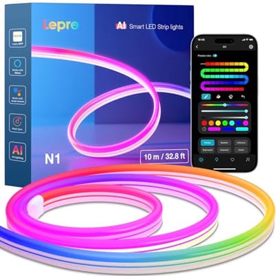 Neon LED Strip van 10 m, Flexibele RGB Lichtstrip met App en Muzieksynchronisatie voor Woonkamer, Gaming en Feestverlichting