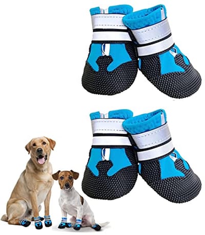Hondenschoenen voor Kleine, Middelgrote en Grote Honden - Antislip Waterdichte Wandelschoenen met Reflecterende Bandjes, Blauw