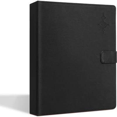Classeur à musique 30 feuilles volantes Classeur à musique chorale avec dragonne en cuir PU pour représentation sur scène noir