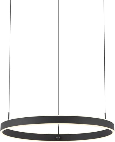 QAZQA titmus - Moderne Dimbare LED Hanglamp met Dimmer voor boven de eettafel | in eetkamer - 1 lichts - Ø 70 cm - Zwart - Woonkamer