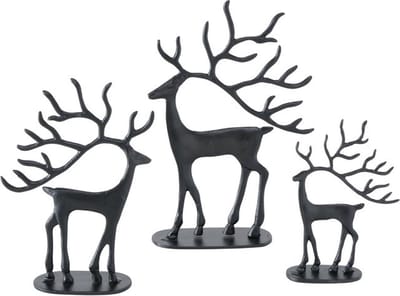 Boltze - Set van 3 - Herten - Rendieren - Zwart - Metaal - Kerst - 24,31 en 39cm hoog