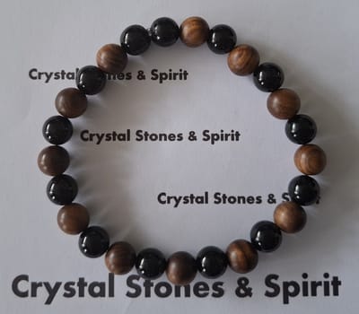 Armband Onyx / Palissander Hout 8 mm