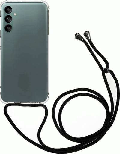 Hoesje met Koord Geschikt voor de Samsung Galaxy A24 | Back Cover met Ketting | Flexibel TPU | Ideaal voor Festival / Vakantie | Transparant