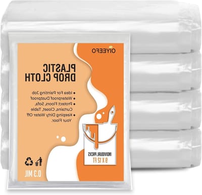 Clear Plastic Sheeting Drop Doeken voor Schilderen, 5 Pack 9x12ft Plastic Tarp Waterdichte Stofdichte Tear Weerstand Multifunctionele Meubelbekleding Vloer Muur Beschermfolie