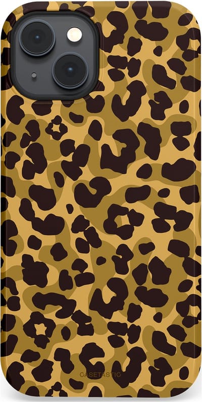 Casetastic hoesje geschikt voor Apple iPhone 14 - MagSafe - Dubbellaagse bescherming - Jungle Panter - Fashion Case - Zwart Crème Beige